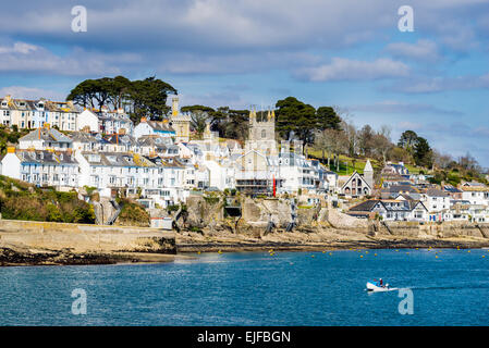 Une vue sur la rivière à Fowey de Polruan Block House Cornwall England UK Europe Banque D'Images