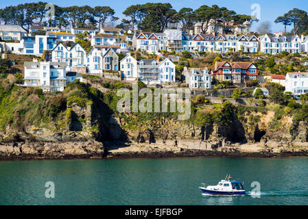 Une vue sur la rivière à Fowey de Polruan Block House Cornwall England UK Europe Banque D'Images