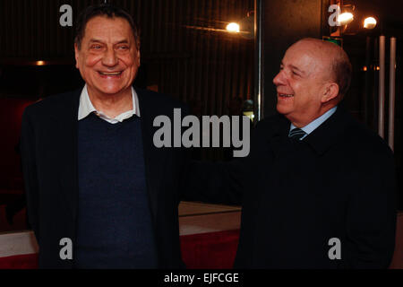 Turin, Italie. Mar 25, 2015. Claudio Magris et Gustavo Zagrebelsky lors de l'inauguration de la quatrième édition de la biennale de la démocratie. © Elena Aquila/Pacific Press/Alamy Live News Banque D'Images