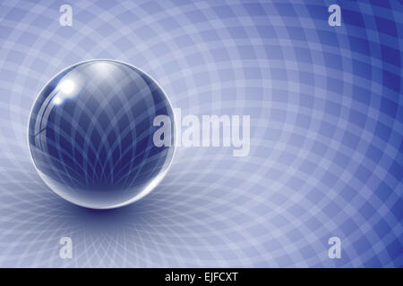 Bille de verre sur fond bleu. Banque D'Images