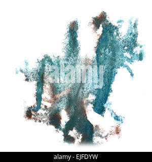 Résumé part turquoise, brown dessiné aquarelle blot insulte de rendement Banque D'Images