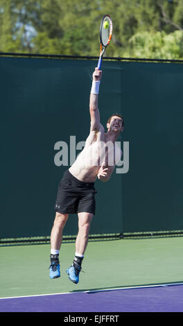 Key Biscayne, Floride, USA. Mar 25, 2015. Key Biscayne, Floride - 25 Mars : Andy Murray (GBR) pratiquer ici avant de participer à l'Open de Miami 2015 à Key Biscayne, Floride. Andrew photographe/Patron Zuma Wire Crédit : Andrew Patron/ZUMA/Alamy Fil Live News Banque D'Images