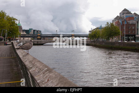 Une vue le long de la rivière Liffey, Dublin, Irlande Banque D'Images