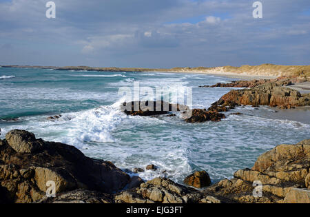 Le Labyrinthe Beach sur la côte ouest de l'île écossaise de Tyree. Banque D'Images