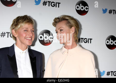 TGIT Premiere Événement pour Grey's Anatomy, scandale, comment s'en tirer avec le meurtre à Palihouse le 20 septembre 2014. Les trois spectacles sont produits par Shonda Rhimes avec Ellen DeGeneres, Portia deRossi Où : West Hollywood, California, United States lorsque : Banque D'Images