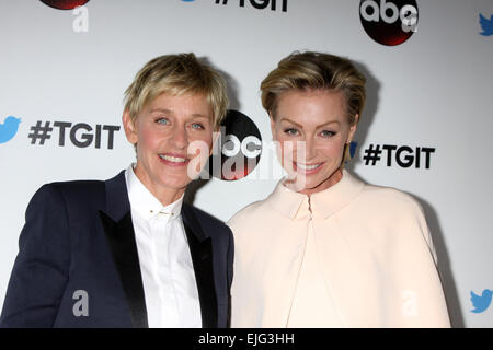 TGIT Premiere Événement pour Grey's Anatomy, scandale, comment s'en tirer avec le meurtre à Palihouse le 20 septembre 2014. Les trois spectacles sont produits par Shonda Rhimes avec Ellen DeGeneres, Portia deRossi Où : West Hollywood, California, United States lorsque : Banque D'Images