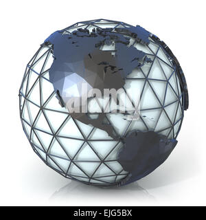 Illustration de style polygonal, globe de la terre vue de l'Amérique Banque D'Images