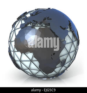 Illustration de style polygonal globe de la terre, l'Europe et l'Afrique voir Banque D'Images