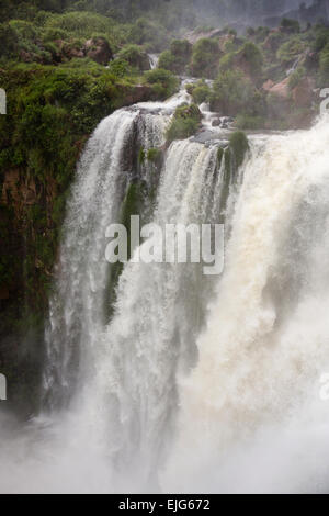 L'Argentine, Iguazu Falls, de l'eau coulant sur Salto Bossetti cascade secondaire Banque D'Images