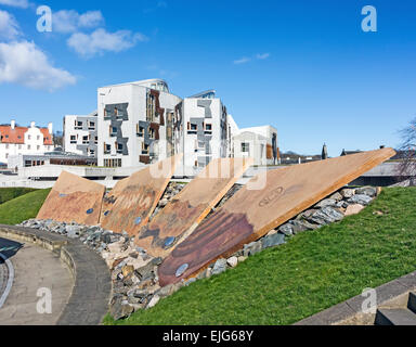 En dehors de nos dalles de terre dynamique Edimbourg Ecosse montrant une histoire géologique de l'Écosse du Nord au Sud Banque D'Images
