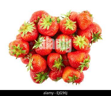 Tas de fraises rouge isolé Banque D'Images