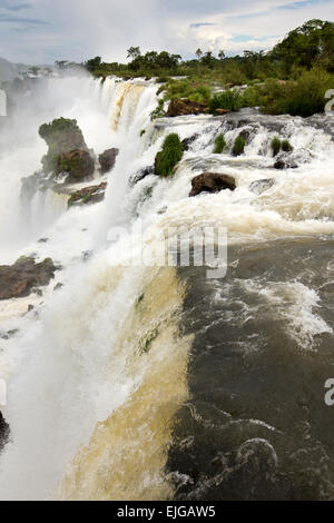 L'Argentine, Iguazu Falls, chutes d'eau après de fortes pluies Banque D'Images