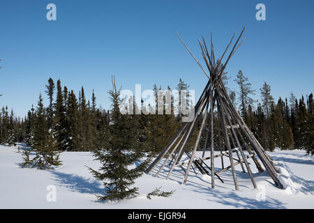 Tepee crie d'un territoire, le nord de la Baie James, Québec Banque D'Images