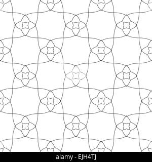 Des formes géométriques symétriques vector floral noir et blanc Toile textile. Peut être utilisé comme nappe en tissu, motif. Banque D'Images