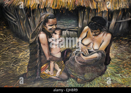 Peinture de Dani femmes dans le village Wamena, Papouasie, Indonésie Banque D'Images