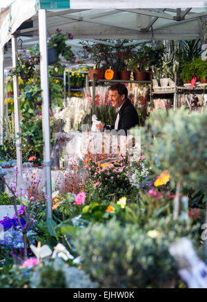 Cale et fleurs à Columbia Road Flower Market, Londres, Angleterre Banque D'Images