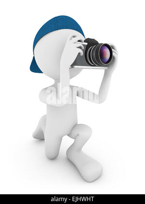 Homme sans visage dans un cap holding a camera Banque D'Images