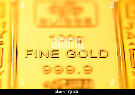 Les lingots d'or (gold-plated répliques) Banque D'Images