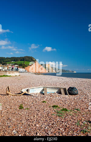 Falaises de grès rouge de la Côte Jurassique à Sidmouth, Devon, England, UK Banque D'Images