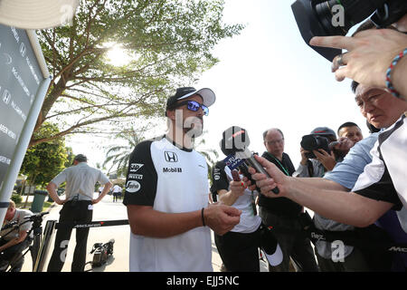 Sport Automobile : Championnat du Monde de Formule 1 de la FIA 2015, Grand Prix de Malaisie, # 14 Fernando Alonso (ESP, McLaren Honda), Banque D'Images