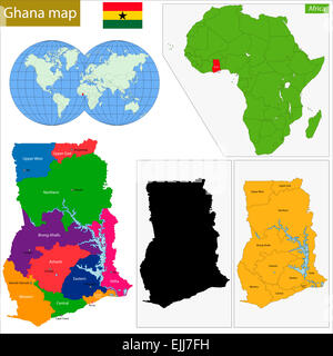Carte du Ghana Banque D'Images