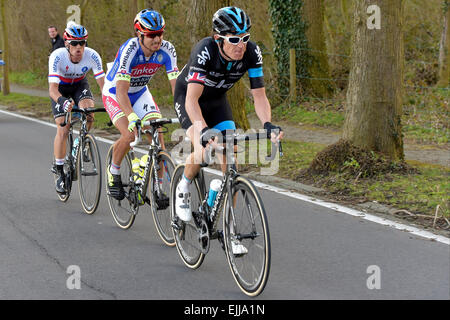 Flandre orientale, Belgique. Mar 27, 2015. Tour cycliste UCI. E3 Harelbeke. Zdenek Stybar de Etixx - Quick Step, Peter Sagan de Saxo Tinkoff et Thomas Geraint de Sky Crédit : Action Plus Sports/Alamy Live News Banque D'Images