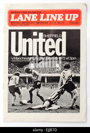 Vintage des années 1970, le programme de football anglais Sheffield United v Manchester City Banque D'Images