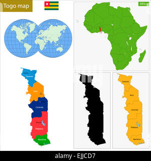 Carte du Togo Banque D'Images