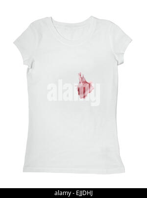 Collection de divers produits alimentaires les taches de ketchup, de chocolat, de café et de vin blanc sur t shirt Banque D'Images