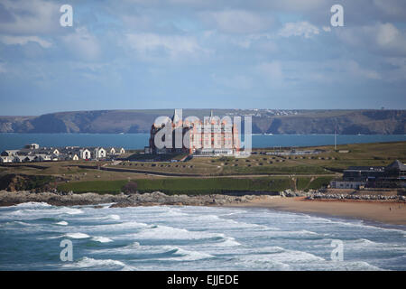 Avis de l'hôtel Atlantic à Newquay, Cornwall, UK le 25 mars 2015. Banque D'Images