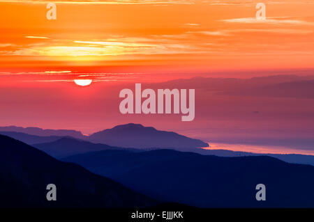 Le coucher du soleil, Deer Park, Olympic National Park, Washington, USA Banque D'Images