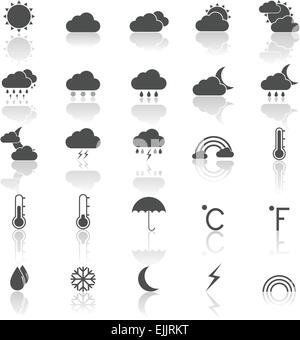 Icônes météo à réfléchir sur fond blanc, stock vector Illustration de Vecteur
