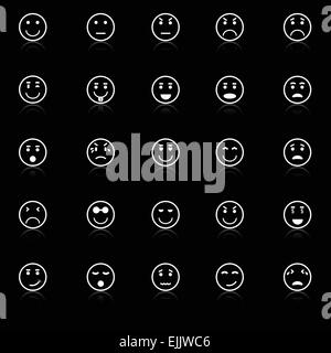 Face Cercle des icônes avec réfléchir sur fond noir, vecteur d'actions Illustration de Vecteur