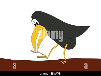 Vector illustration - bird et worm - David et Goliath - duel Illustration de Vecteur