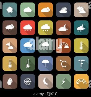 Télévision avec les icônes météo long shadow, stock vector Illustration de Vecteur