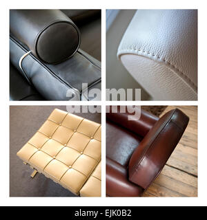Collage de meubles en cuir dans un salon Banque D'Images