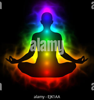 Corps énergétique humain, aura, dans la méditation Chakra Banque D'Images