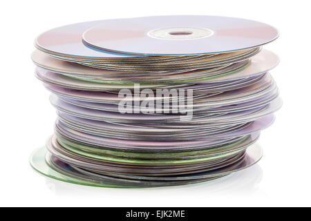 CD stack isolé sur fond blanc Banque D'Images