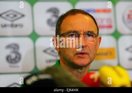 Dublin, Irlande. Mar 28, 2015. Euro 2016 Qualifications. République d'Irlande conférence de presse d'avant match. Martin O'Neill, Rep. of Ireland manager. Credit : Action Plus Sport/Alamy Live News Banque D'Images