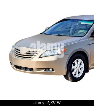 La voiture jaune isolé sur fond blanc Banque D'Images