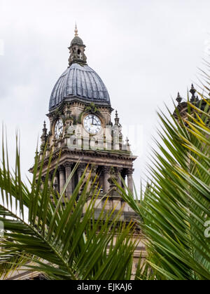 Leeds, l'Hôtel de Ville, horloge, centre-ville, dans le Yorkshire Banque D'Images