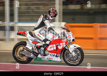 Le circuit de Losail, au Qatar le 28 mars 2015, Jack Miller, ex-pilote Moto3 sur sa moto GP Honda lors des qualifications pour le début de l'année 2015, le Grand Prix moto de la FIM à Qatar Crédit : Tom Morgan/Alamy Live News Banque D'Images