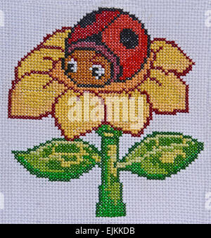 Broderie fait main sri-lankais et Cross-Stitch Flower Design Banque D'Images