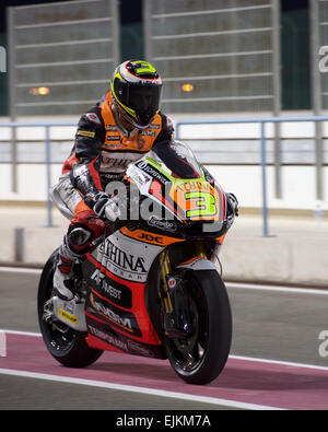 Le circuit de Losail, au Qatar le 28 mars 2015, Simone Corsi en Moto2 qualification pour le début de l'année 2015, le Grand Prix moto de la FIM à Qatar © Tom Morgan Banque D'Images