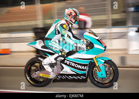 Le circuit de Losail, Qatar 28 mars 2015 Hafizh Syahrin, Moto2 au cours de qualification pour le début de l'année 2015, le Grand Prix moto de la FIM à Qatar © Tom Morgan Banque D'Images