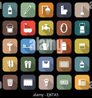 Salle de bains télévision icônes avec long shadow, stock vector Illustration de Vecteur