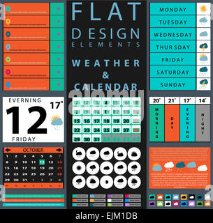 La conception d'éléments météo et calendrier Banque D'Images