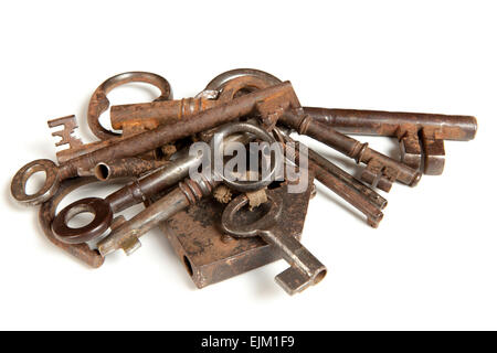Groupe de rusty clés, porte-clés et cadenas Banque D'Images