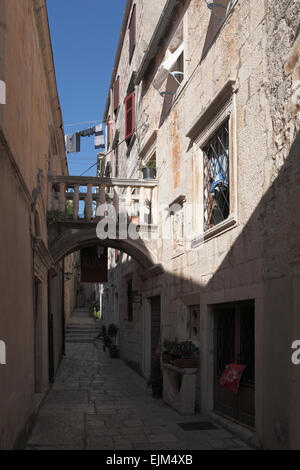 La vieille ville de Korcula Croatie rues étroites et bâtiments renaissance en pierre Banque D'Images