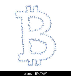 Symbole des bitcoins, des dimensions d'une monnaie numérique crypto décentralisés, lettre B sur fond blanc. Banque D'Images